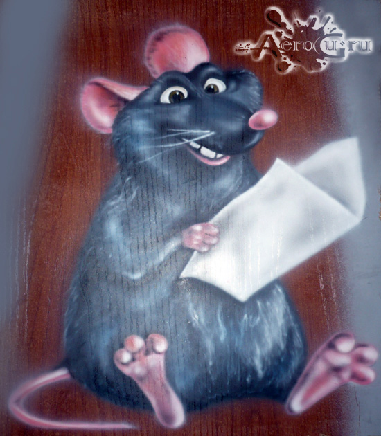 Крыса на доске (аэрография)